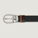 Horseshoe Pin Buckle Reversible Fauve / Saffiano Black 30 mm Leather Belt MB220964