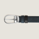Horseshoe Pin Buckle Reversible Tweed Blue Sartorial / MST Black 30 mm Leather Belt MB220965
