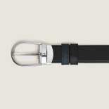 Horseshoe Pin Buckle Reversible Tweed Blue Sartorial / MST Black 30 mm Leather Belt MB220965