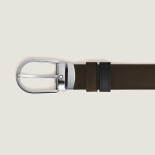 Horseshoe Pin Buckle Reversible Brown Suede / Black Smooth 30 mm Leather Belt MB220977