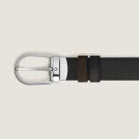 Horseshoe Pin Buckle Reversible Brown Suede / Black Smooth 30 mm Leather Belt MB220977