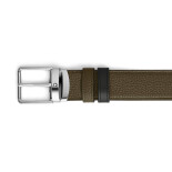 Rectangular Pin Buckle Reversible Khaki Grain / MST Black 35 mm Leather Belt MB221004