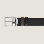 Rectangular Pin Buckle Reversible Khaki Grain / MST Black 35 mm Leather Belt MB221004