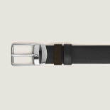 Rectangular Pin Buckle Everyday Reversible Noisette Suede / Soft Black 30 mm Leather Belt MB221006