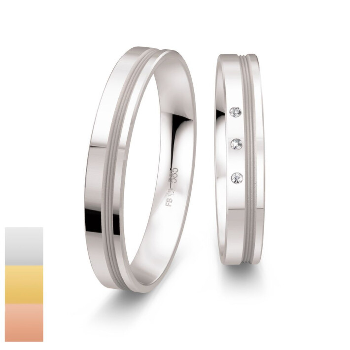 Snubní prsteny Basic Light z bílého zlata s diamanty nebo zirkony 4805626-4805625