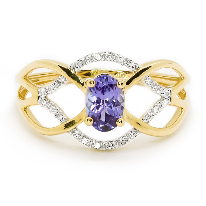 Zlatý prsten s tanzanitem a diamanty FR931906TNZY