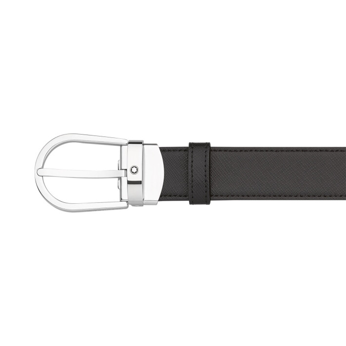 Horseshoe Pin Buckle Reversible Black/Brown 30 mm Leather Belt MB113834