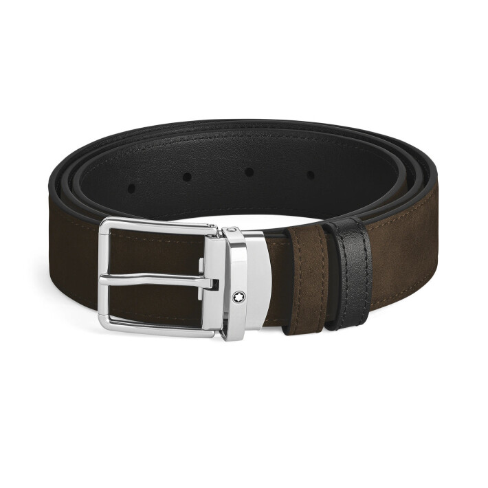 Rectangular Everyday Pin Buckle Reversible Brown / Black 35 mm Leather Belt MB221008