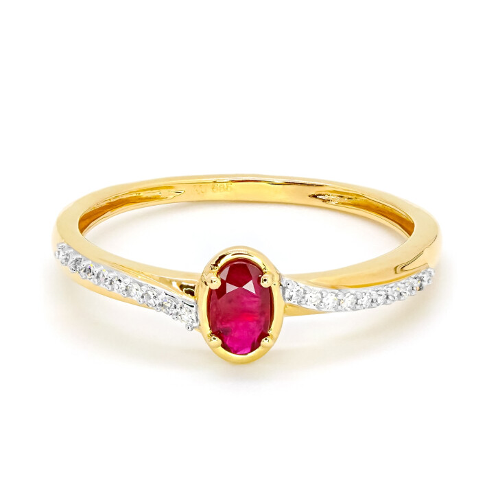 Prsten ze žlutého zlata s rubínem a diamanty MR31460RBY