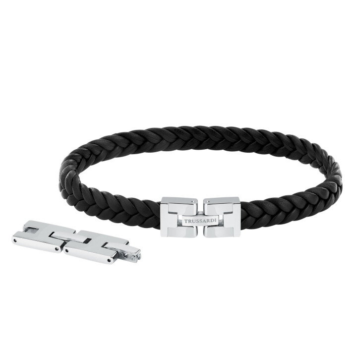 Pánský kožený náramek T-Leather - černý TJAXV19