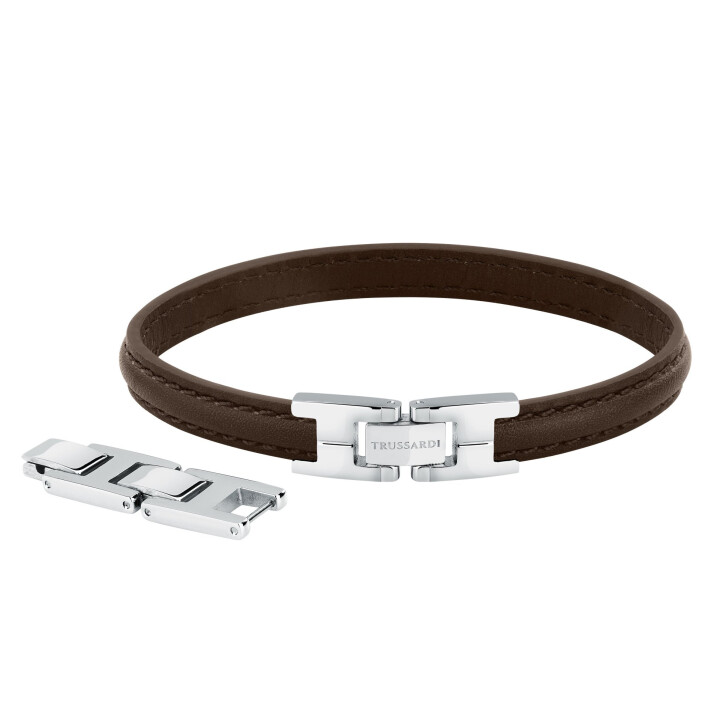 Pánský kožený náramek T-Leather - hnědý TJAXV21