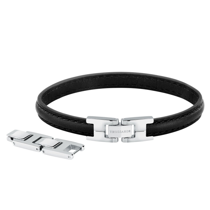 Pánský kožený náramek T-Leather - černý TJAXZ03