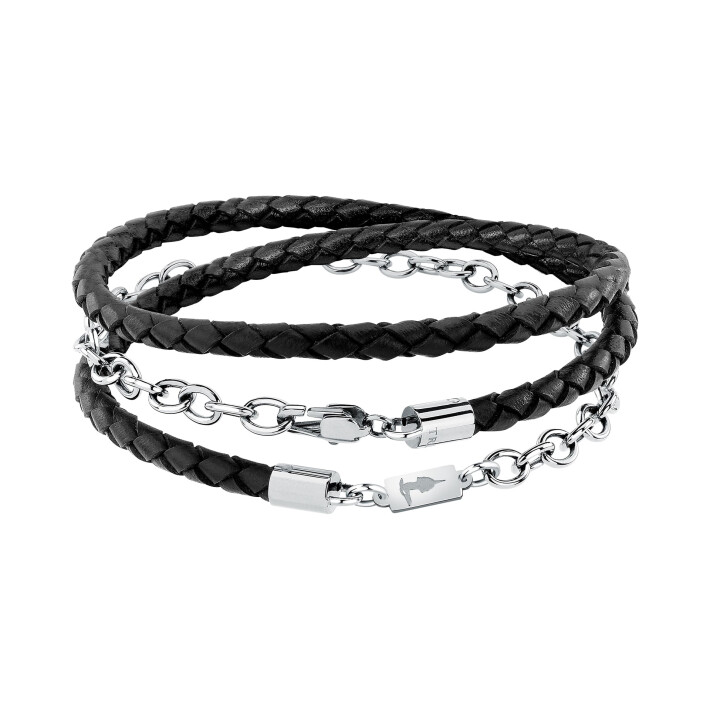 Pánský kožený náramek T-Leather - černý TJAXZ17