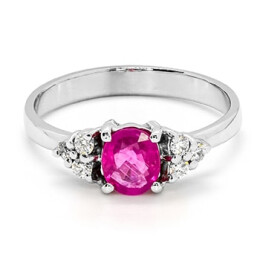 Prsten z bílého zlata s růžovým safírem a diamanty 21ZP2600793