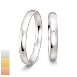Snubní prsteny Basic Slim z bílého zlata s diamantem nebo zirkonem 4804304-4804303