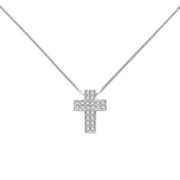 Zlatý náhrdelník ve tvaru křížku s diamanty  CLD3991