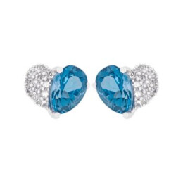 Zlaté náušnice s diamanty a topazy Altman Diamond E1174LBT