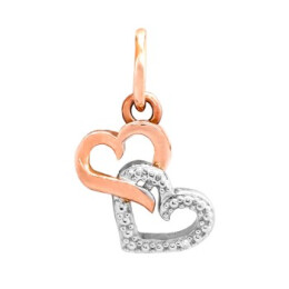 Přívěsek z růžového a bílého zlata ve tvaru srdce s diamanty KP05877275