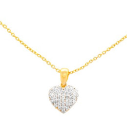 Náhrdelník ze žlutého zlata ve tvaru srdce s diamanty NC02836