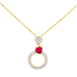 Náhrdelník ze žlutého zlata s rodolitem a diamanty RP19751RDY