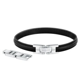 Pánský kožený náramek T-Leather - černý TJAXZ03