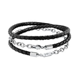 Pánský kožený náramek T-Leather - černý TJAXZ17