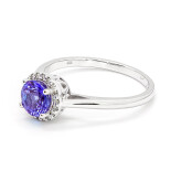 Prsten z bílého zlata s tanzanitem a diamanty R041
