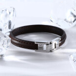 Pánský kožený náramek T-Leather - hnědý TJAXV21