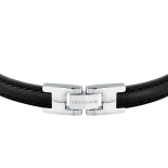 Pánský kožený náramek T-Leather - černý TJAXZ03