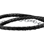 Pánský kožený náramek T-Leather - černý TJAXZ17