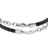 Pánský kožený náramek T-Leather - černý TJAXZ17